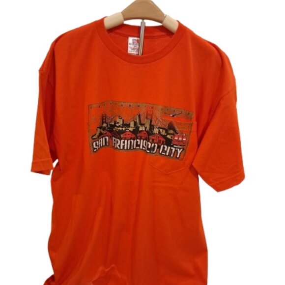 Bayside San Francisco Graphic Tee NWOT Men’s Large Orange USA Made - Picture 1 of 1